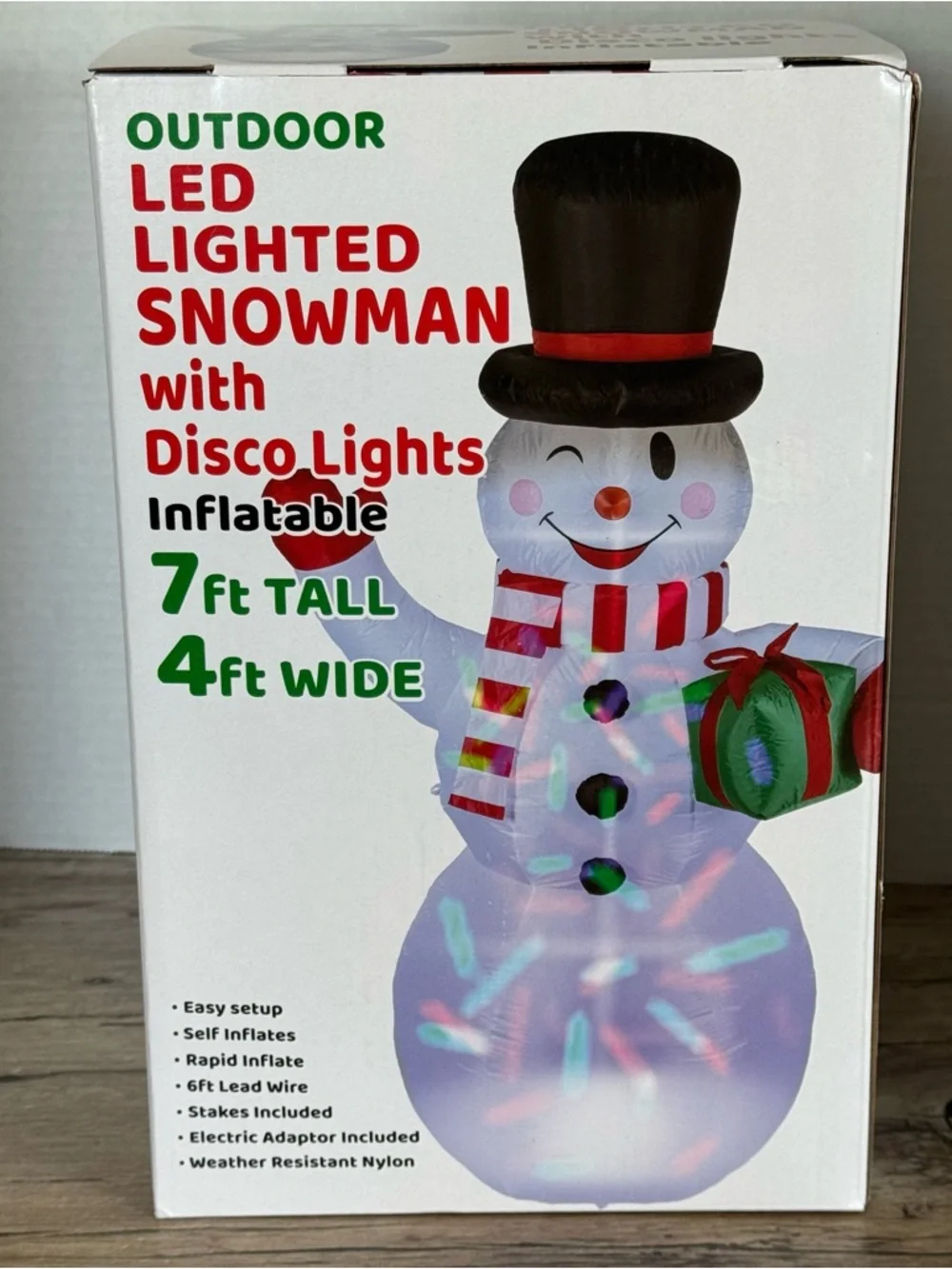 Outdoor LED Lighted Snowman Inflatable with Disco Lights